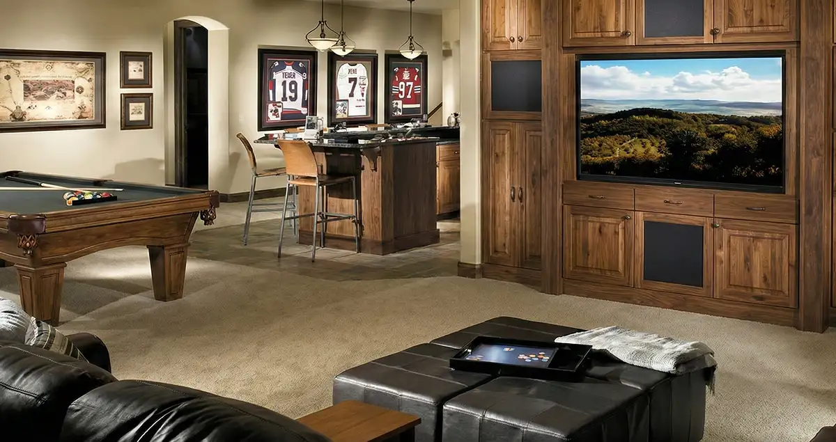 finished basement remodeling project transforming a basement into a comfortable living space in Clearwater, FL
