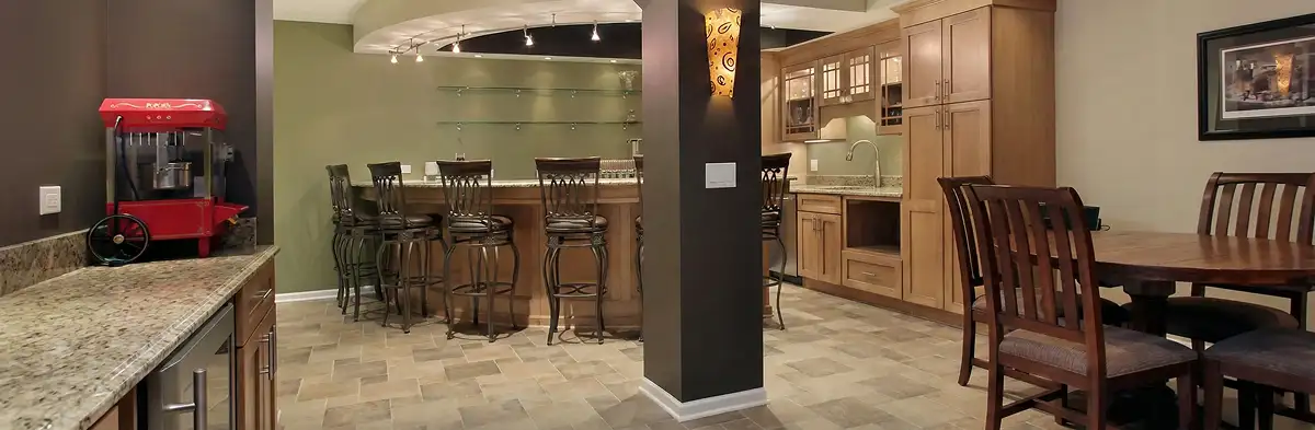 modern basement remodeling with custom finishes and open layout in a home in Clearwater, FL