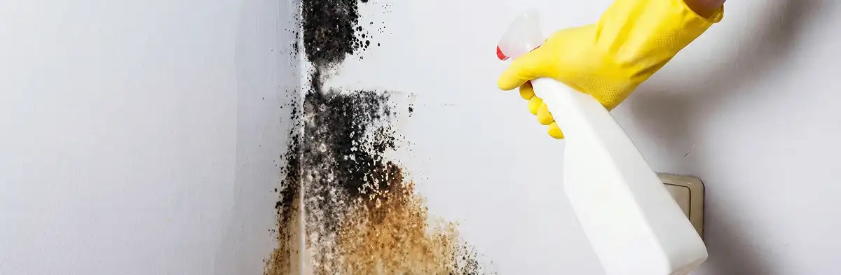 visible mold growth on an interior wall being treated during mold removal service in Clearwater, FL