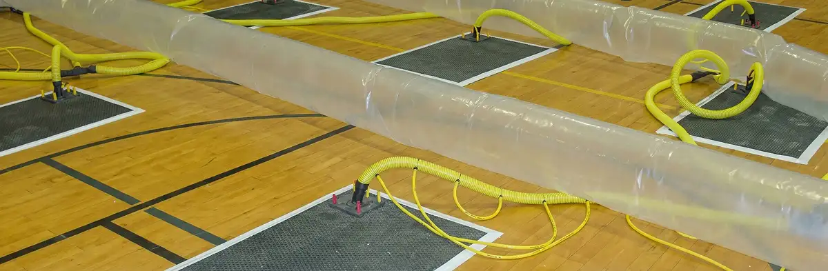 water clean up drying system set up to remove moisture and prevent further damage in Clearwater, FL